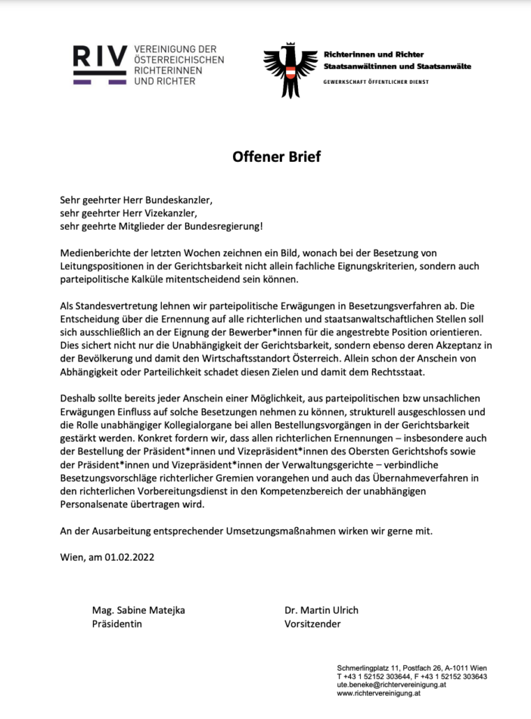 Screenshot offener Brief