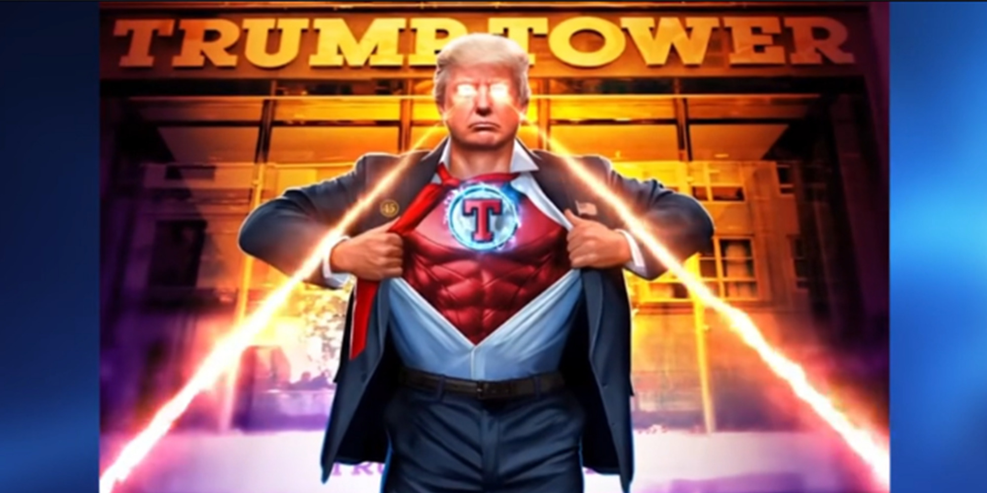Trump gezeichnet als Superman-Figur